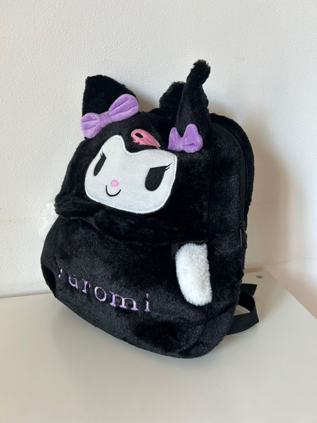 Zaino peluche Kuromi nero e viola