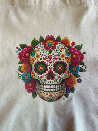 Bolso Tote Decorado Calavera Flores