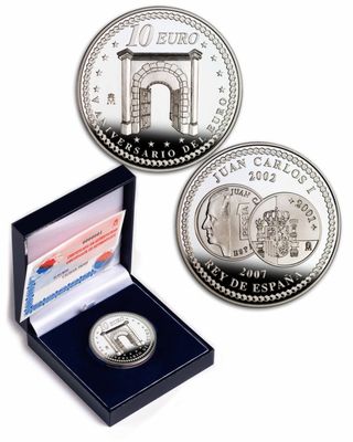 Colección 3 monedas 10€ plata Aniversario del euro