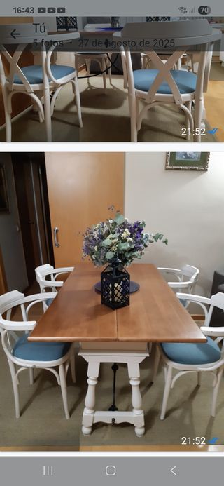 6 sillas de comedor blancas y azules