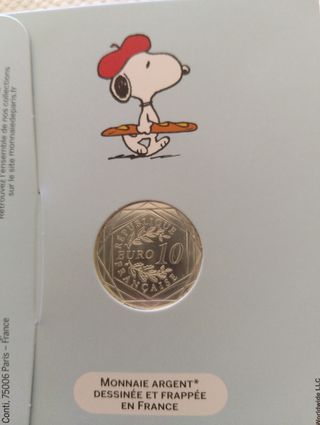 Moeda Prata França 2025 Snoopy 10€