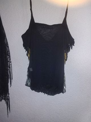 Pack urge venta Chal negro con lentejuelas y blus
