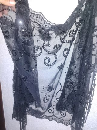 Pack urge venta Chal negro con lentejuelas y blus