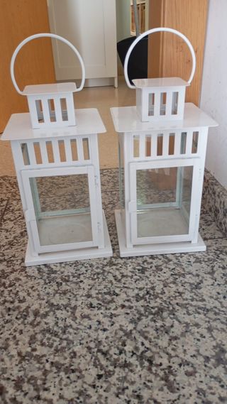 Par de faroles blancos grandes