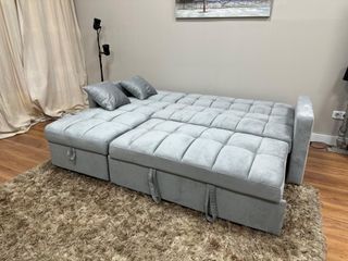 Sofá Cama Chaise Longue Gris