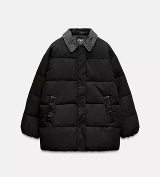 Abrigo acolchado Zara Talla S Negro Nuevo