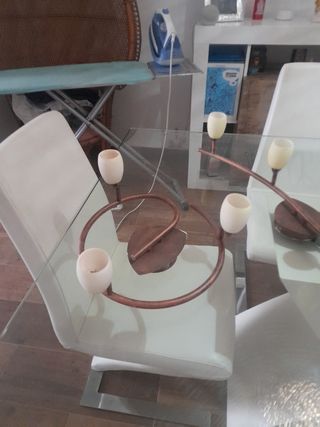 2 Lámparas de techo doradas y transparentes
