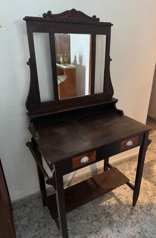 Tocador Antiguo Madera con Espejo