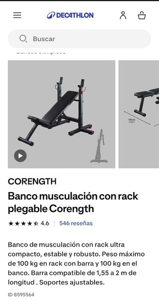 Pack Banco muscular rack plegable, pesas y guantes