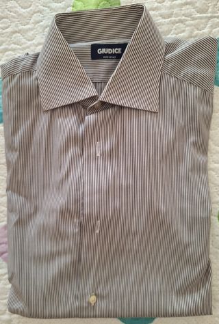 Camicia uomo GIUDICE righe marrone e bianche