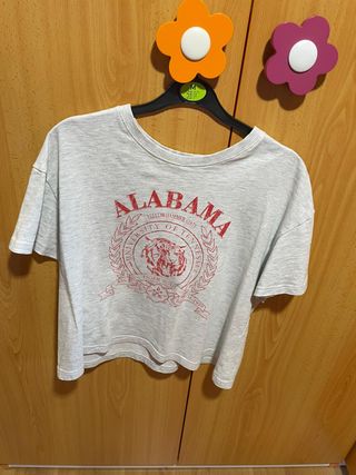 Camiseta oversize vintage “Alabama” gris y roja