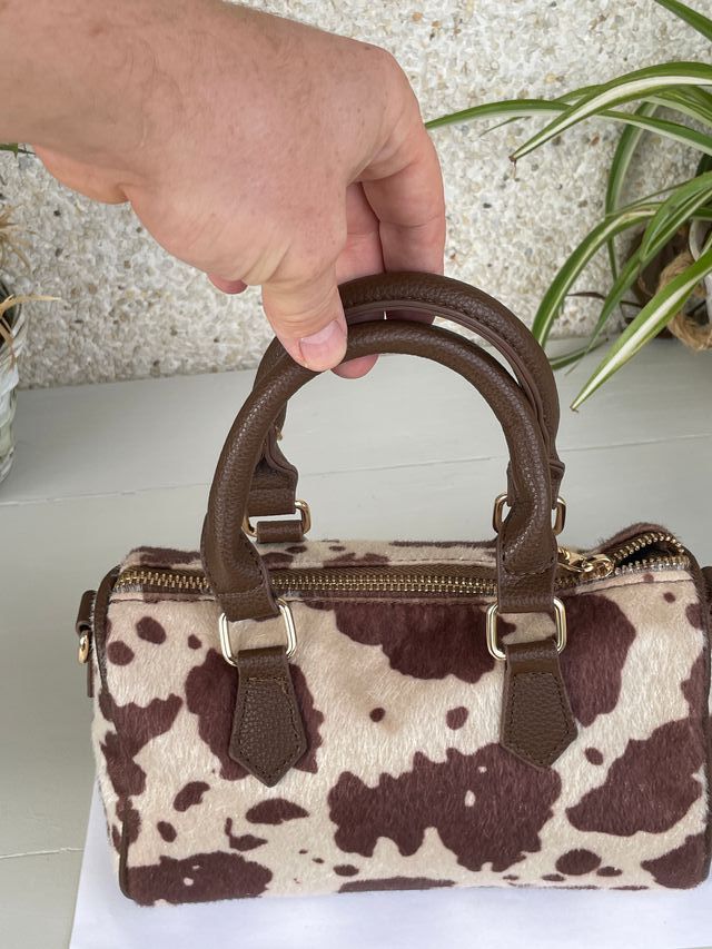 Bolso animal print marrón y beige