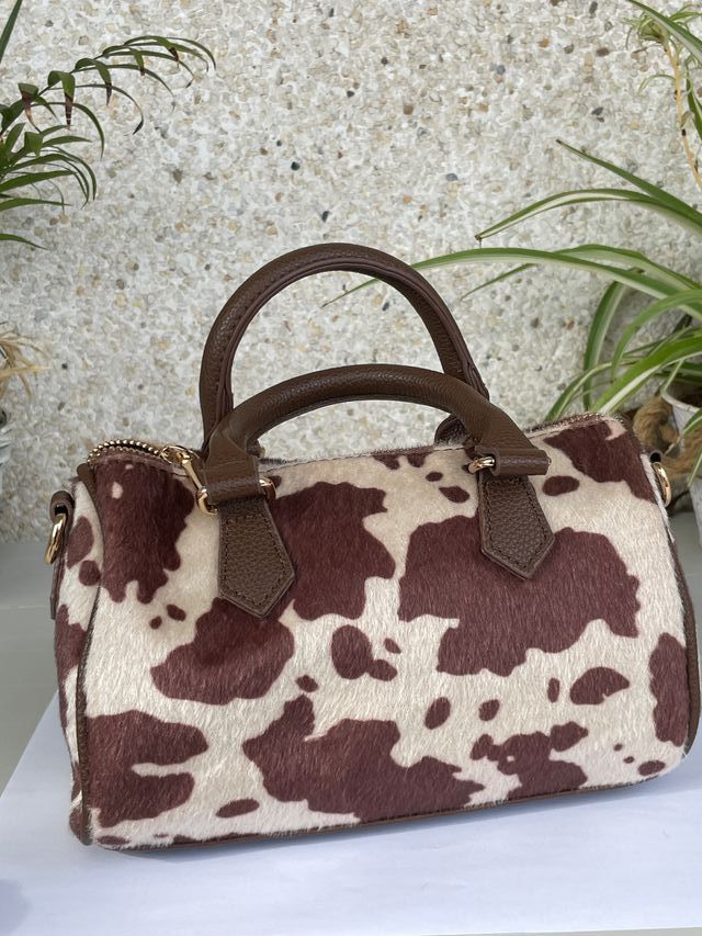 Bolso animal print marrón y beige