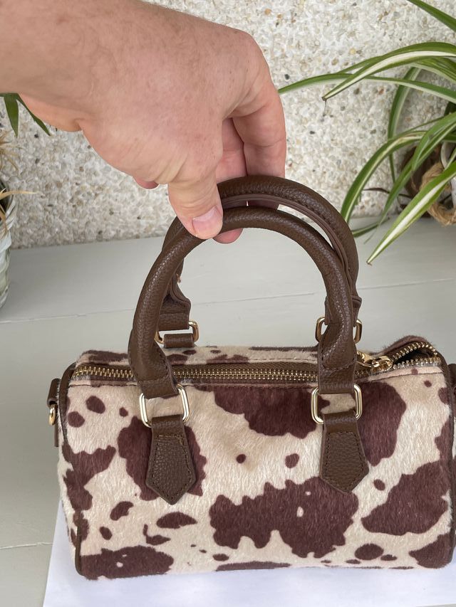Bolso animal print marrón y beige