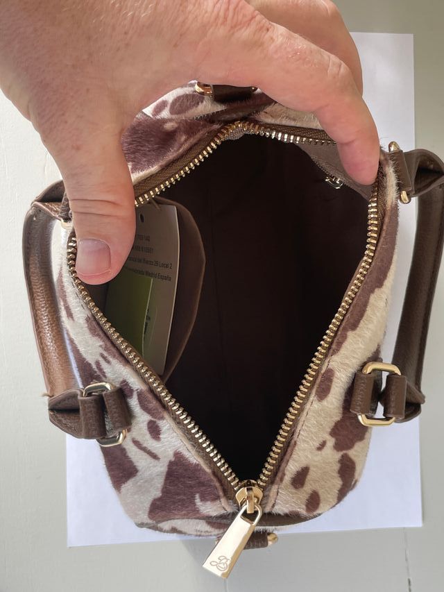 Bolso animal print marrón y beige