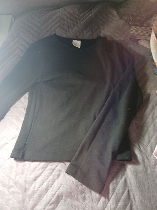 Top Zara niña manga larga negro
