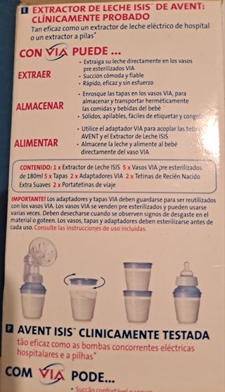 Extractor de Leche Avent ISIS con Sistema VIA