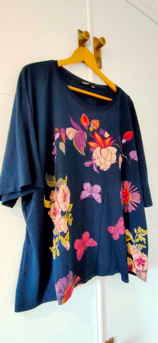 Camiseta Desigual floral azul multicolor