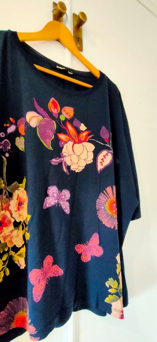 Camiseta Desigual floral azul multicolor
