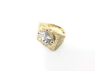 sello oro 18k con piedra con circonita