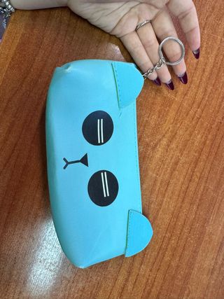 Borsellino gatto blu con portachiavi