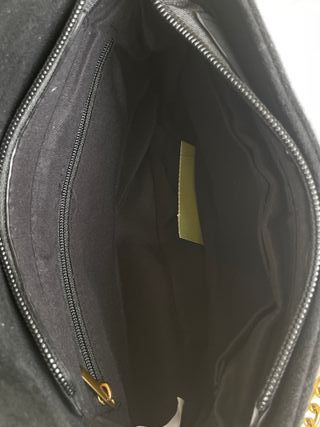 Bolso Negro Ante Cadena Dorada
