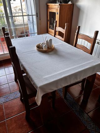 Mesa y 4 Sillas Madera Natural