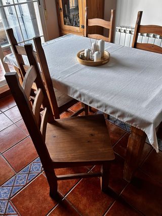 Mesa y 4 Sillas Madera Natural