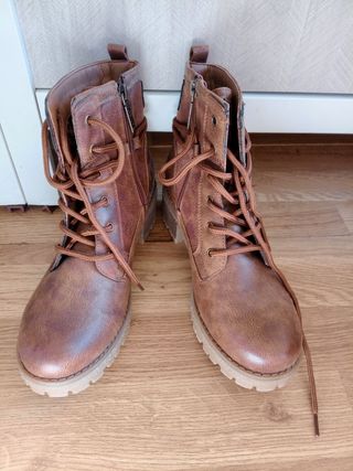 Botas de piel mujer beige/marrón