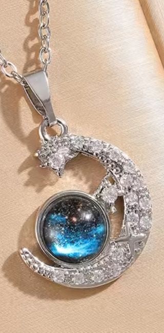 Colgante Luna Circonitas Baño Plata