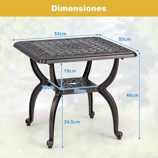COSTWAY. Mesa auxiliar jardín, vintage. COBRE