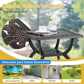 COSTWAY. Mesa auxiliar jardín, vintage. COBRE