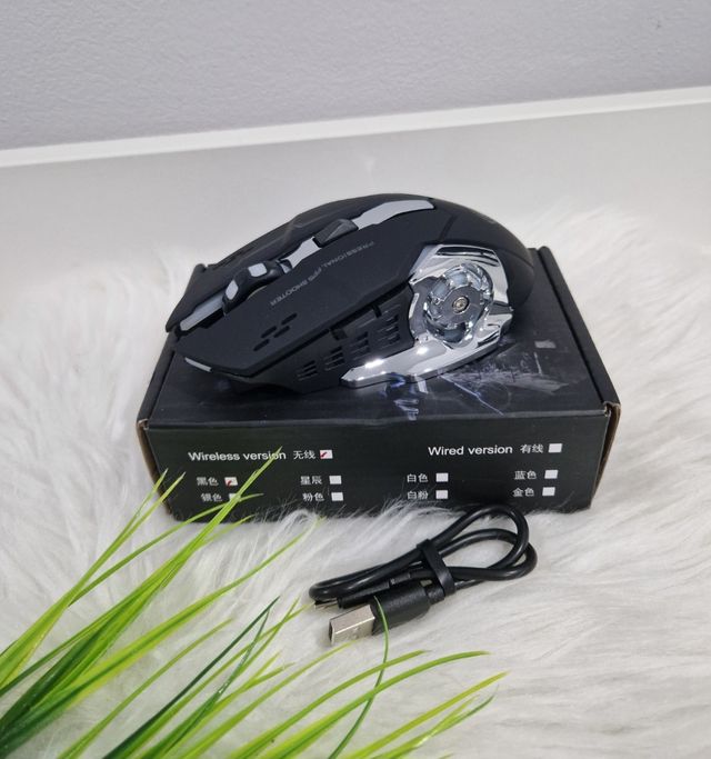 Rato Gamer Preto e Prata