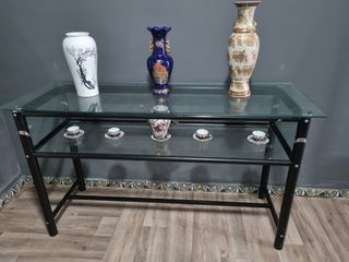 Mesa de centro cristal y metal