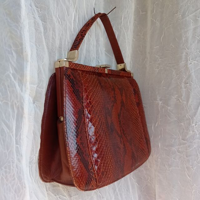 Borsa Vintage Pitone Marrone e Nero