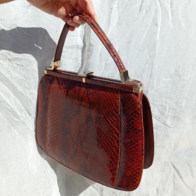 Borsa Vintage Pitone Marrone e Nero