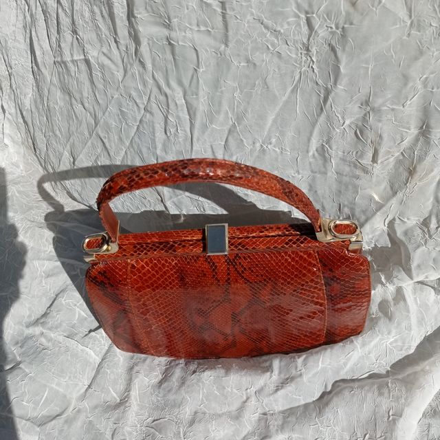 Borsa Vintage Pitone Marrone e Nero