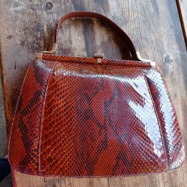 Borsa Vintage Pitone Marrone e Nero