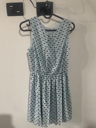 Abito corto Anonyme fantasia cani azzurro