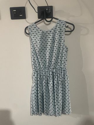 Abito corto Anonyme fantasia cani azzurro