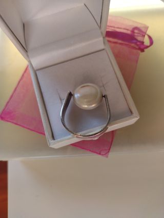 Sortija Plata Perla Blanca