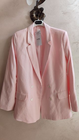 Blazer donna rosa doppio petto