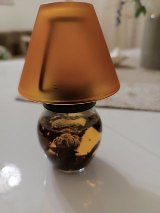 Lampada porta candela arancione in vetro