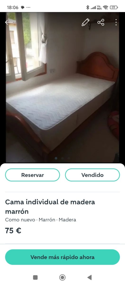 Cama individual de madera