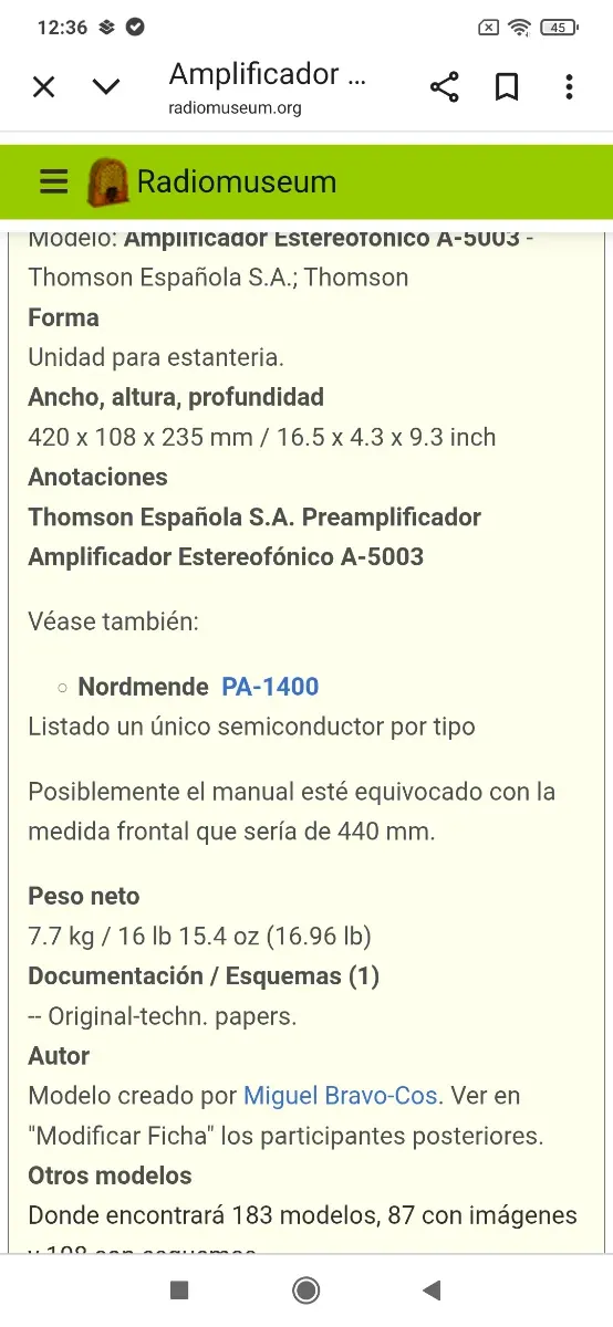 Amplificador HiFi Thomson Hi-Fi A 5003  120W