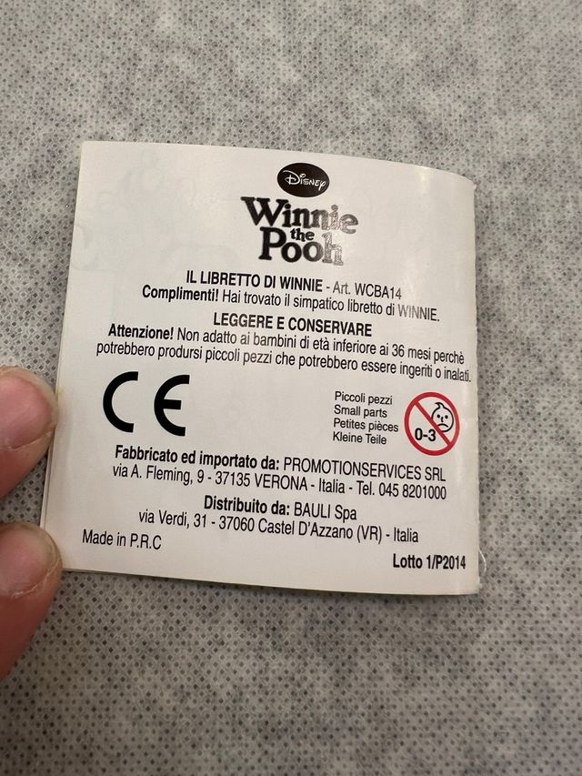 Pupazzo Pimpi serie Winnie the Pooh con libretto