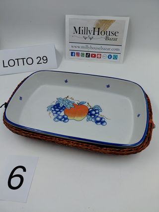 Pirofila in ceramica con supporto in vimini