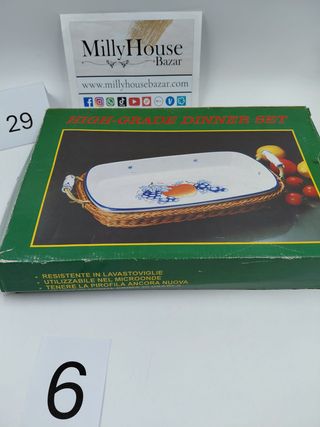 Pirofila in ceramica con supporto in vimini