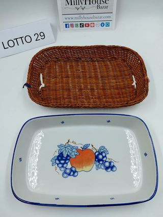 Pirofila in ceramica con supporto in vimini