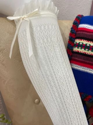 Calcetines Fallera Blanco Lazos